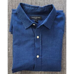 Banana Republic Men's Dark Blue Slim Fit Button Up Long Sleeve Shirt Size Large
